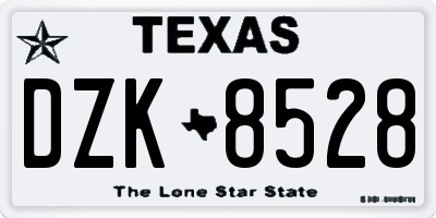 TX license plate DZK8528