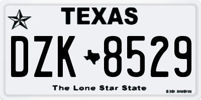 TX license plate DZK8529