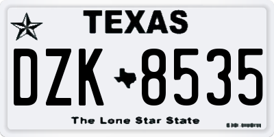 TX license plate DZK8535