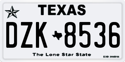 TX license plate DZK8536