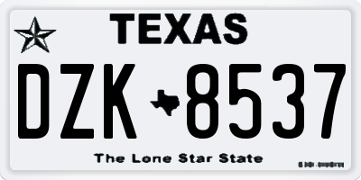 TX license plate DZK8537