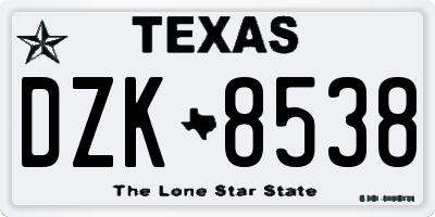 TX license plate DZK8538