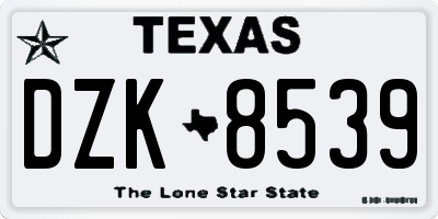 TX license plate DZK8539