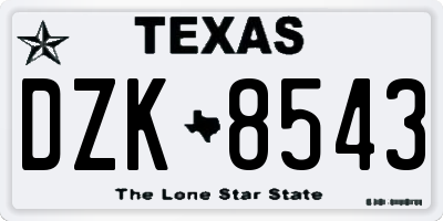 TX license plate DZK8543