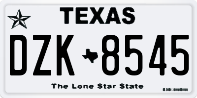TX license plate DZK8545