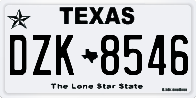 TX license plate DZK8546