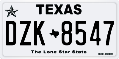 TX license plate DZK8547