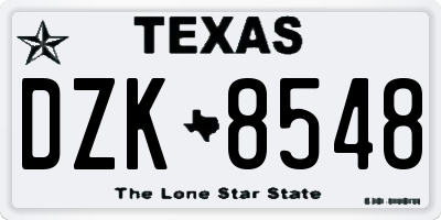 TX license plate DZK8548