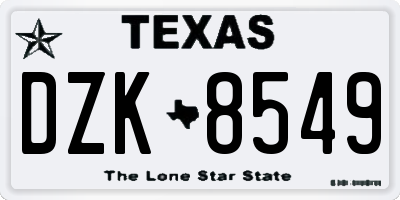 TX license plate DZK8549