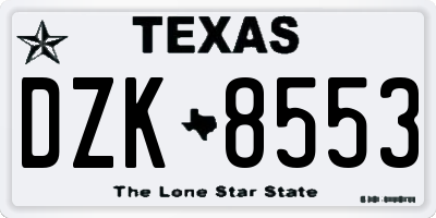 TX license plate DZK8553
