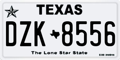 TX license plate DZK8556