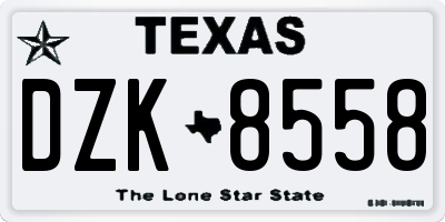 TX license plate DZK8558