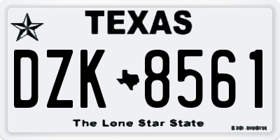 TX license plate DZK8561