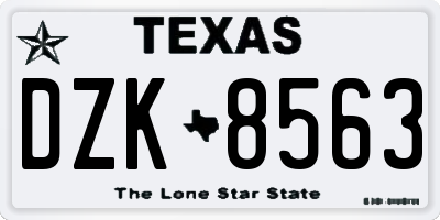 TX license plate DZK8563