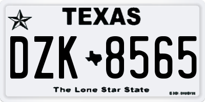 TX license plate DZK8565