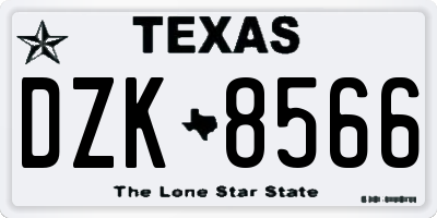 TX license plate DZK8566