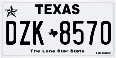 TX license plate DZK8570