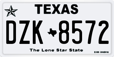 TX license plate DZK8572