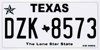 TX license plate DZK8573
