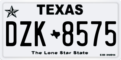 TX license plate DZK8575