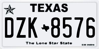 TX license plate DZK8576