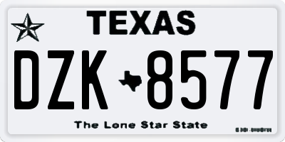 TX license plate DZK8577