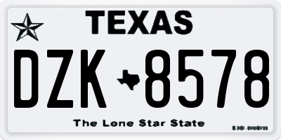 TX license plate DZK8578