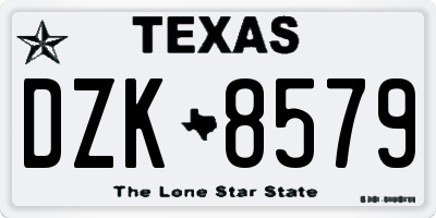 TX license plate DZK8579