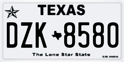 TX license plate DZK8580