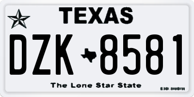 TX license plate DZK8581
