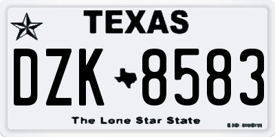 TX license plate DZK8583