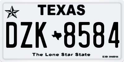 TX license plate DZK8584