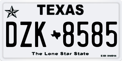 TX license plate DZK8585