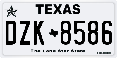 TX license plate DZK8586