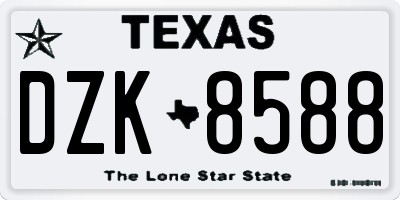 TX license plate DZK8588