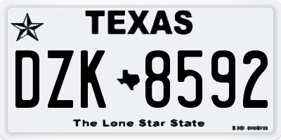 TX license plate DZK8592