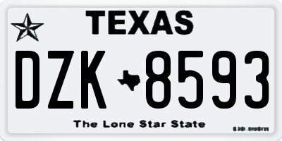 TX license plate DZK8593