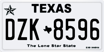 TX license plate DZK8596