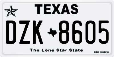 TX license plate DZK8605
