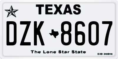 TX license plate DZK8607