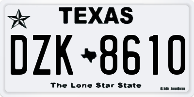 TX license plate DZK8610