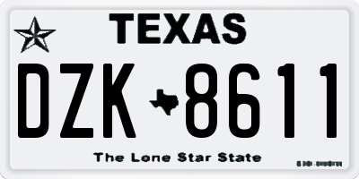 TX license plate DZK8611