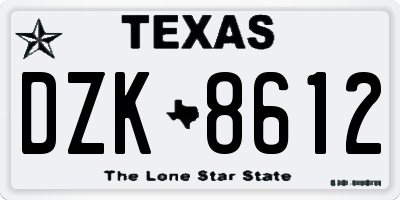 TX license plate DZK8612