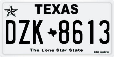 TX license plate DZK8613