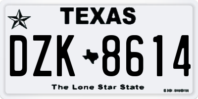 TX license plate DZK8614