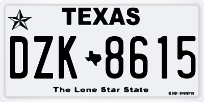 TX license plate DZK8615