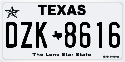 TX license plate DZK8616