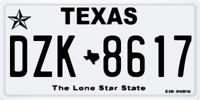 TX license plate DZK8617