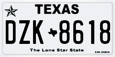 TX license plate DZK8618