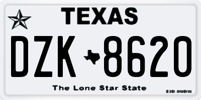 TX license plate DZK8620